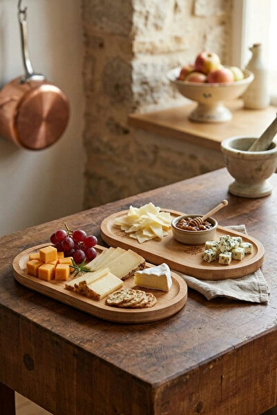 Snippy Cheese - 2'li Bambu Peynir Sunum Servis Tepsisi Bambu Servis Sunum Tah...