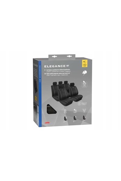Lampa Huse scaune auto negre cu inserții gri, set 4 bucăți