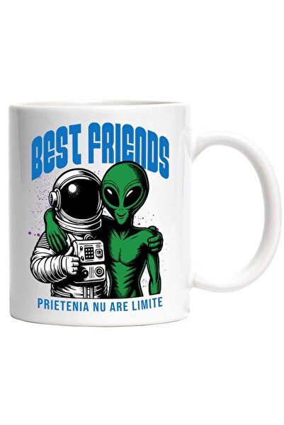 INOVATIX Personalized white mug, Green Alien Astronaut Costume Best Friends W...