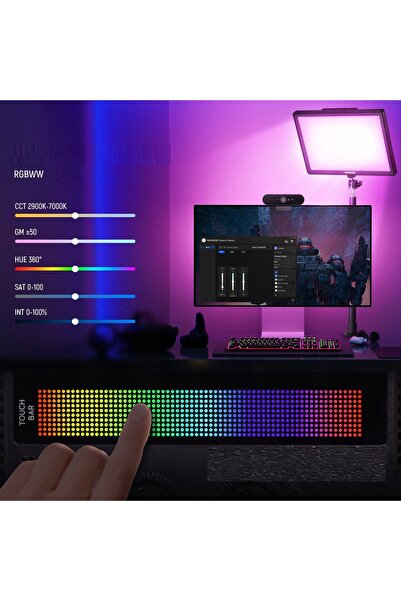 NEEWER Lumină LED RGB puternică de 48W + Suport pentru Gaming și Streaming CR...