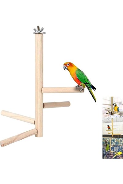 Aputue Birdcage Stands, Natural Wood Perch & Playground, Multi-Level Bird Toy...