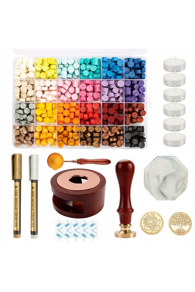 NO BRAND Set de ceară pentru artizanat, 644 de piese, 24 de culori, accesorii...