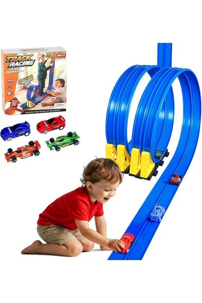 BOOMBOOMBOOM Flexible Car Race Track with Strong Suction Cups, Portable Roll-...