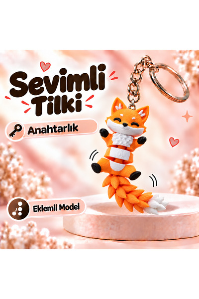 Sevimli Tilki Eklemli Anahtarlık