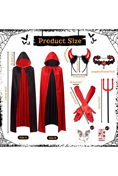 NO BRAND COSTUM DE VAMPIRĂ DIABOLICĂ PENTRU FEMEI, ROȘU, ACCESORII DE HALLOWEEN
