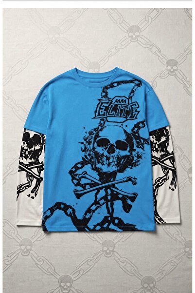 Köstebek Hanorac cu mânecă lungă, alb, unisex, MMA Elite Skullhead Pirate