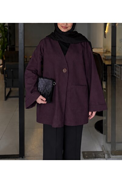 by nursel çiçek Γυναικείο Premium Oversize Μπουφάν με κουμπιά μπροστά και λεπ...