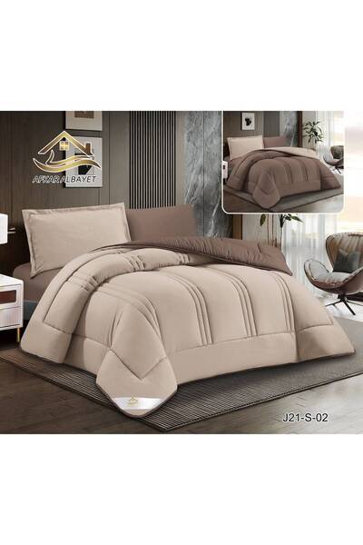 Afkar Albayet 4-Piece Double Sided Plain Duvet Cover – Filled Comforter with ...