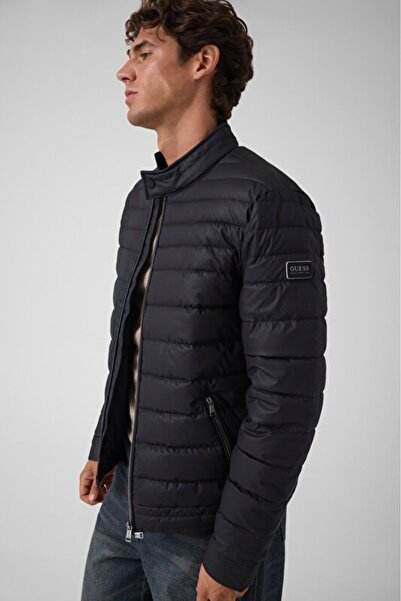 Guess Stretch Quilted Stand Collar Coat M6Yl39W2849 Men's Coat M6Yl39 W2849 Jblk