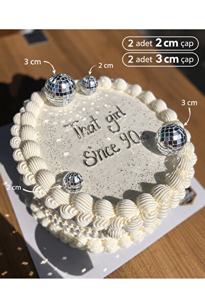 2 adet 2 cm çap 2 adet 3 cm çap Disko Topu Pasta Süsü