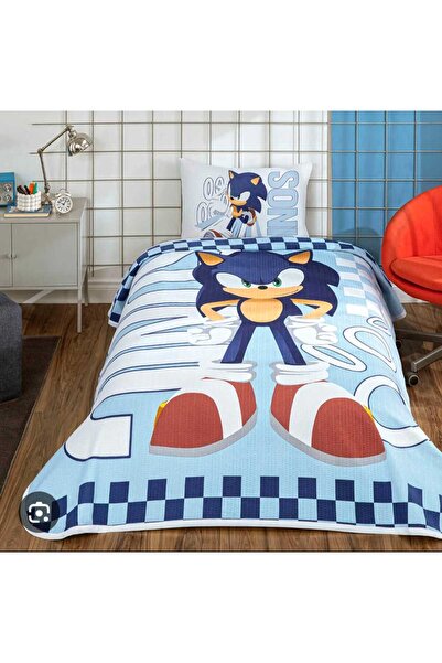 Taç Licensed Sonic Speedy 120X200Cm Pique Set with Elastic Sheets