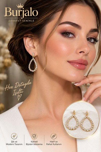 Burjalo Gold Color Zircon Stone Classic Model Women's Bijouterie Earrings 130736