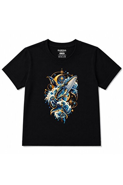 Rabona Fashion Balena Cerească – Tricou pentru Copii cu Grafică Valuri Oceani...