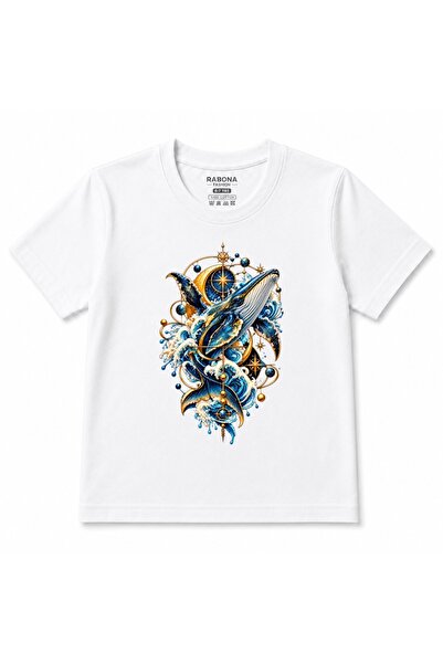 Rabona Fashion Balena Cerească – Tricou pentru Copii cu Grafică Valuri Oceani...