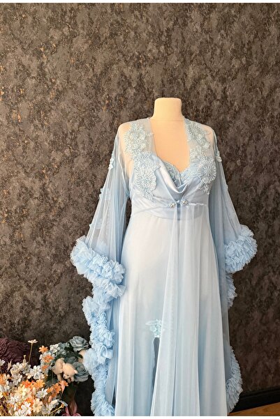Loviana belle Boxed 2-Piece Long Dressing Gown and Nightgown Set with Tulip D...