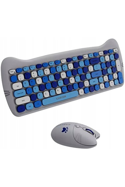 CANYON Set tastatură și mouse HSET W6 albastru cu mouse pad