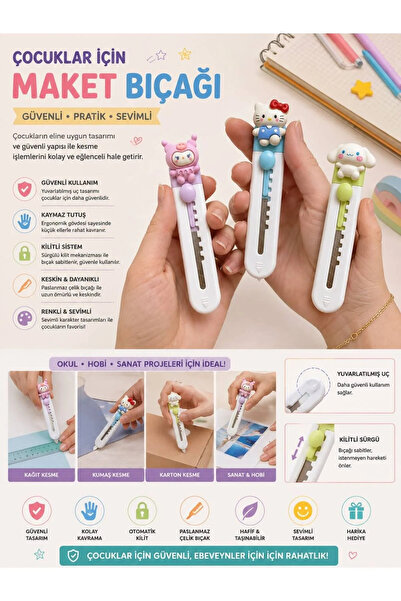 Çocuklar İçin Maket Bıçağı Güvenli Sevimli Pratik