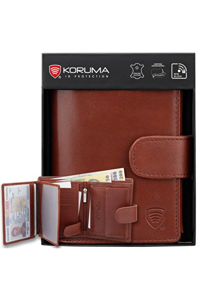 KORUMA Portofel bărbătesc, piele naturală, protecție RFID, compartiment pentr...