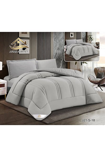 Afkar Albayet 4-Piece Double Sided Plain Duvet Cover – Filled Comforter with ...