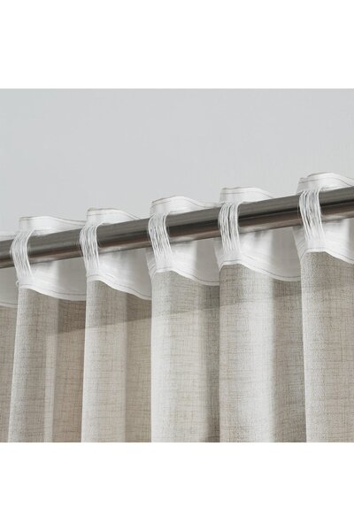 OEM Draperie semi-transparenta cu rejansa, aspect de in, set de 2 buc., 210 H x 140 L cm, gri