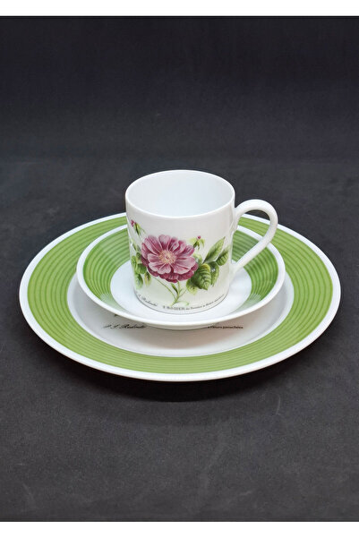 Hutschenreuther Pierre-Joseph Redouté 3-Piece Coffee Cup with Alaca Rose Moti...