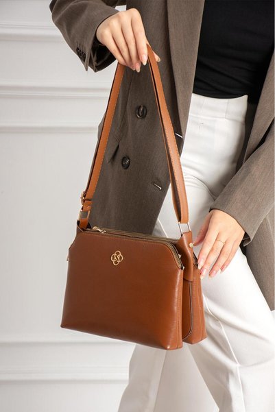 mugalas Klasya Soft Textured Three-Compartment Water-Repellent Shoulder Crossbody Quality Bag