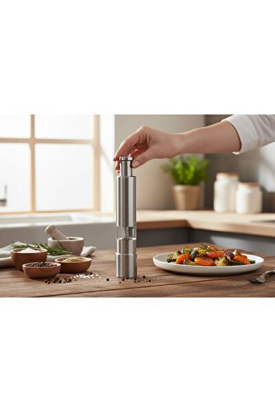OEM Rasnita sare si piper inox, manuala prin apasare, recipient transparent s...