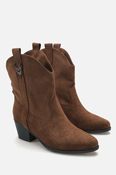Liza Shoes Alba Women's Brown Suede Short Heel Cowboy Boots A030-K722