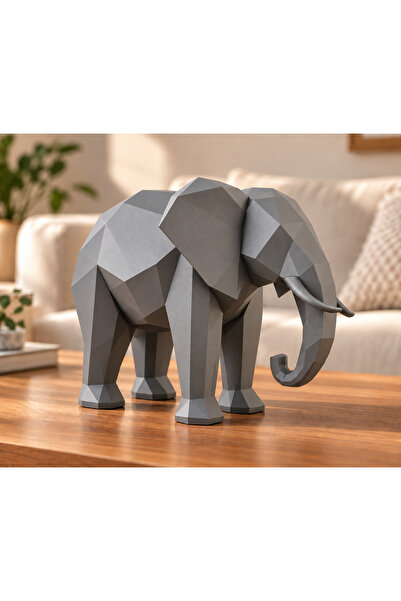 Smug Design 3D Elephant Low Poly Dekoratif Obje