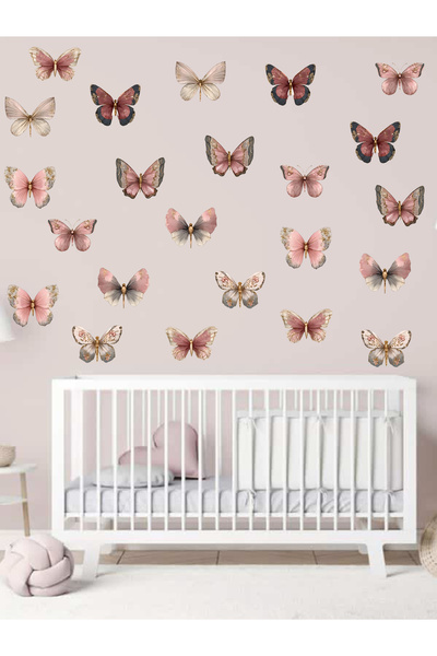 aiki Butterflies in Pastel Colors Baby Kids Room Wall Sticker 120 Pieces