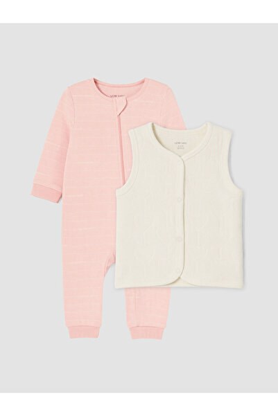 LC Waikiki Rmz Gi̇yi̇m Farkiyla Zero Roba Collar Baby Girl Jumpsuit and Vest
