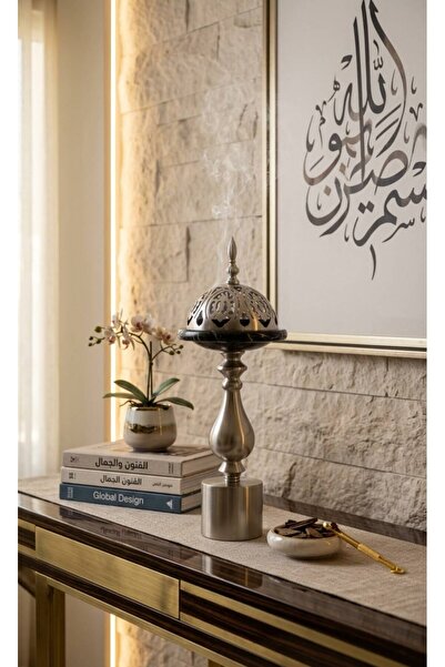 Generic Brand مبخرة فضية فاخرة بغطاء- ارتفاع 50 سم- الوان متعددة-