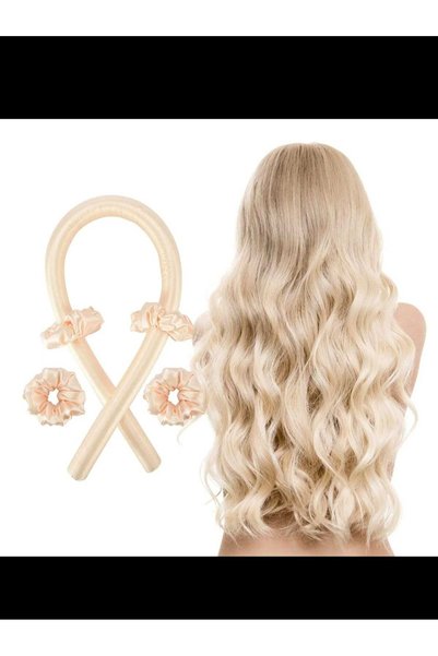 Generic Heatless Hair Curler Set with Scrunchies and Clip, Bronze