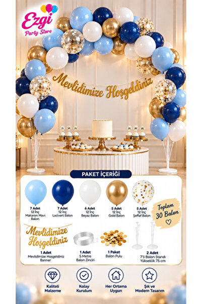 Ezgi Party Store Mevlid Süsleme Seti 30 Balon 2 Adet Balon Standı Mevlidimize...
