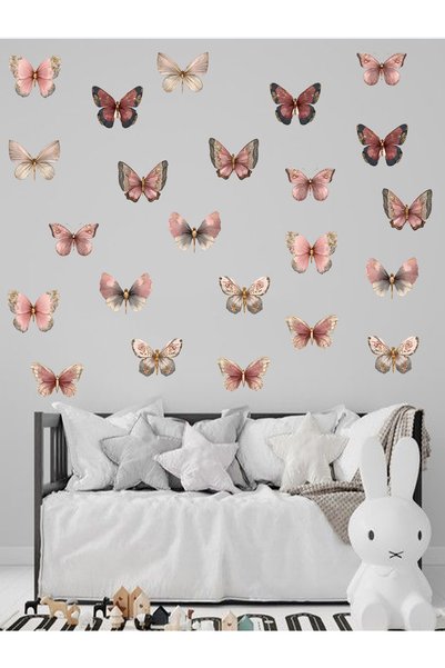aiki Butterflies in Pastel Colors Baby Kids Room Wall Sticker 120 Pieces
