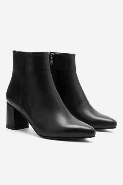 by selvi Lukka Shoes Geta Women's Genuine Leather Black 6cm Zippered Boots