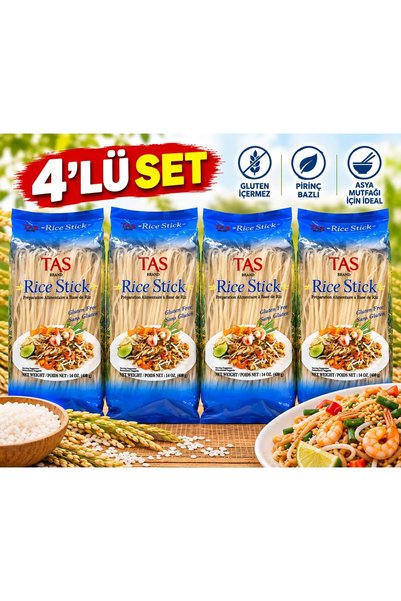 EVREN CO TAS Rice Stick Pirinç Makarnası Glutensiz 4x400 gr