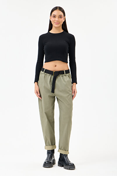 della moor Women's Khaki Italian Belted Lycra Carrot Shalwar Trousers Size 40...