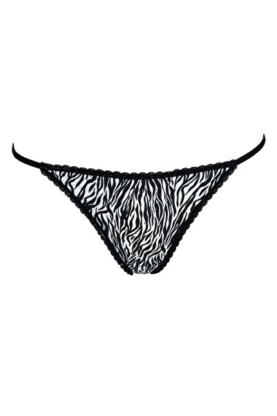CATIANO Chiloti String Zebra Satinati cu Dantela - One Size