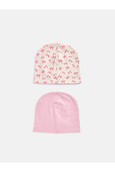 LC Waikiki Rmz Gi̇yi̇m Farkiyla Printed Baby Girl Beanie 2-Pack