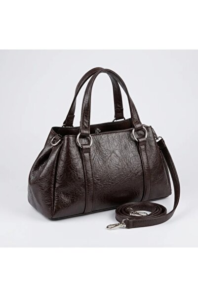 Lisinya Dark Brown Soft Leather Women's Hand and Shoulder Bag with 3 Compartm...