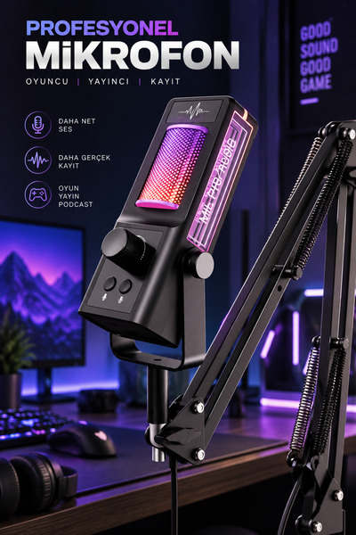 ROBEVE Yk Mc671 Professional Streaming & Gaming Microphone – Rgb Lighted Mic,...