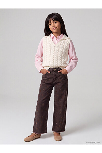 LC Waikiki Alita City Lcw Kids Brown Wideleg Girls' Jean Pants with a Difference