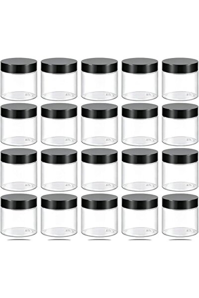 Yelajoy 20 Pcs 2 Oz Clear Cosmetic Container with Black Lids, Wide-Mouth Refi...