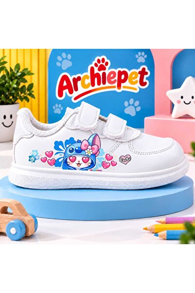 archiepet Blue Daisy Hat Kid Printed White Striped Children's Sports Shoes Sn...