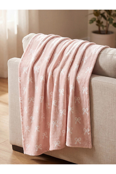LC Waikiki Lcw Home Pink Bow Patterned Tv Blanket 100X150 cm