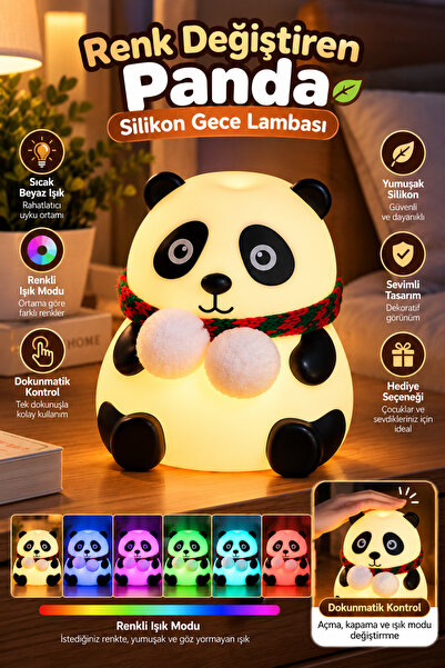 Lisinya Touch-Controlled Color-Changing Panda Night Light for Children's Room...