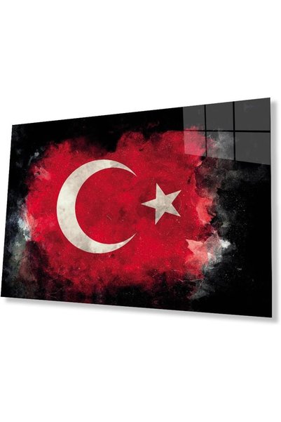 HOME MODE Turkey Flag Wall Art Print Abstract Grunge Türkiye Poster –Smoky Re...