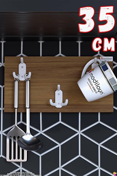 Modilayn مجموعة شماعات المطبخ GEYİK ذات 9 خطافات (31.4×9.6 سم) - تصميم أنيق، ...