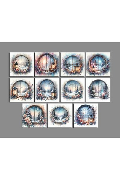 TELLGRAF Winter Themed Postcard Set (10X10 cm 11 Pieces)